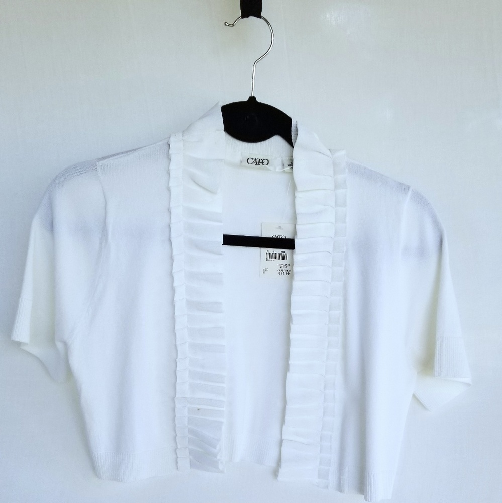 White Ruffled Shrug